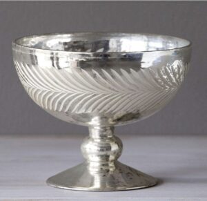 Mercury Glass Wreath Etched Compote