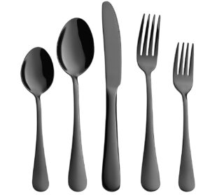 20-Piece Black Silverware Set