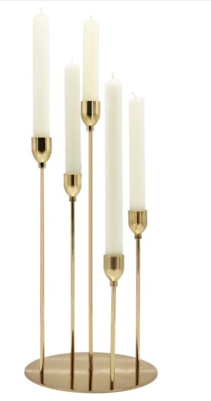 Gold Taper Candle Holders,Metal 5 Arms