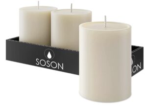 Set of 3 Ivory Pillar Candles 3″ x 4″