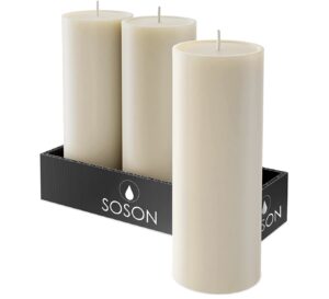 Set of 3 Ivory Pillar Candles 3″ x 8″