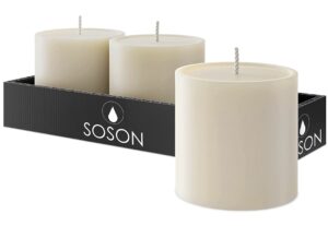 Set of 3 Ivory Pillar Candles 3″ x 3″