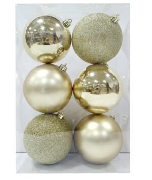 6-Count Champagne Mix Shatterproof Ornaments