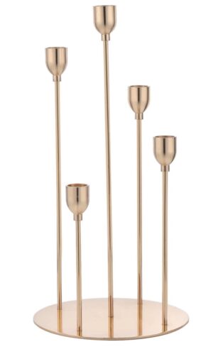 Gold Taper Candle Holders,Metal 5 Arms Candelabra