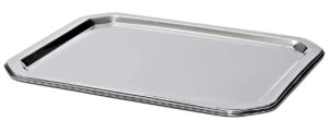 Stainless Steel Food Serving Tray – Rectangular Decorative Mirrored Serveware Platter – Medium (15″ x 12″)