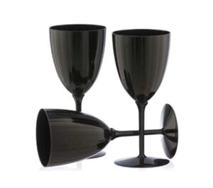 Shatterproof Plastic Wine Glasses – 7 oz. | Black | Pack of 8