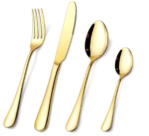 Gold Silverware Set for 6, OGORI 24-Piece