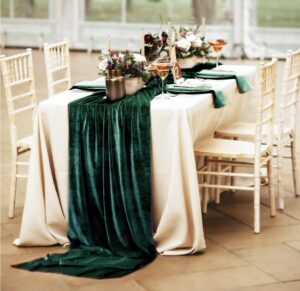 29x 120 inch Green Table Runner Emerald Velvet Fabric