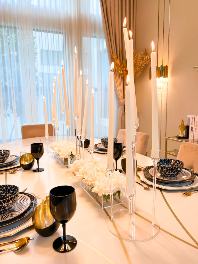 A CONTEMPORARY TABLESCAPE WITH THYME AND TABLE