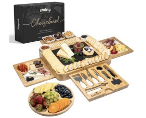 SMIRLY Bamboo Cheese Board and Knife Set