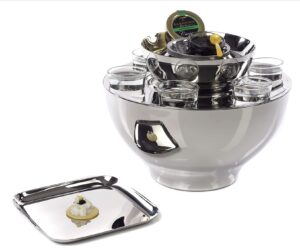 Vienna Stainless Steel 6 Shot Glass Set and Caviar Serving Bowl