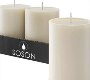 Simply Soson Set of 3 Ivory Pillar Candles 3″ x 4″