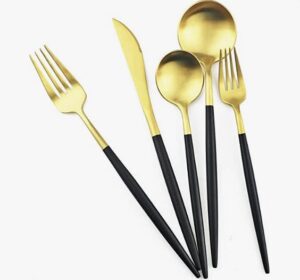 Black Gold Flatware, Royal 20 Piece Matte