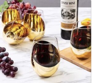 Gold Stemless Wine Glass